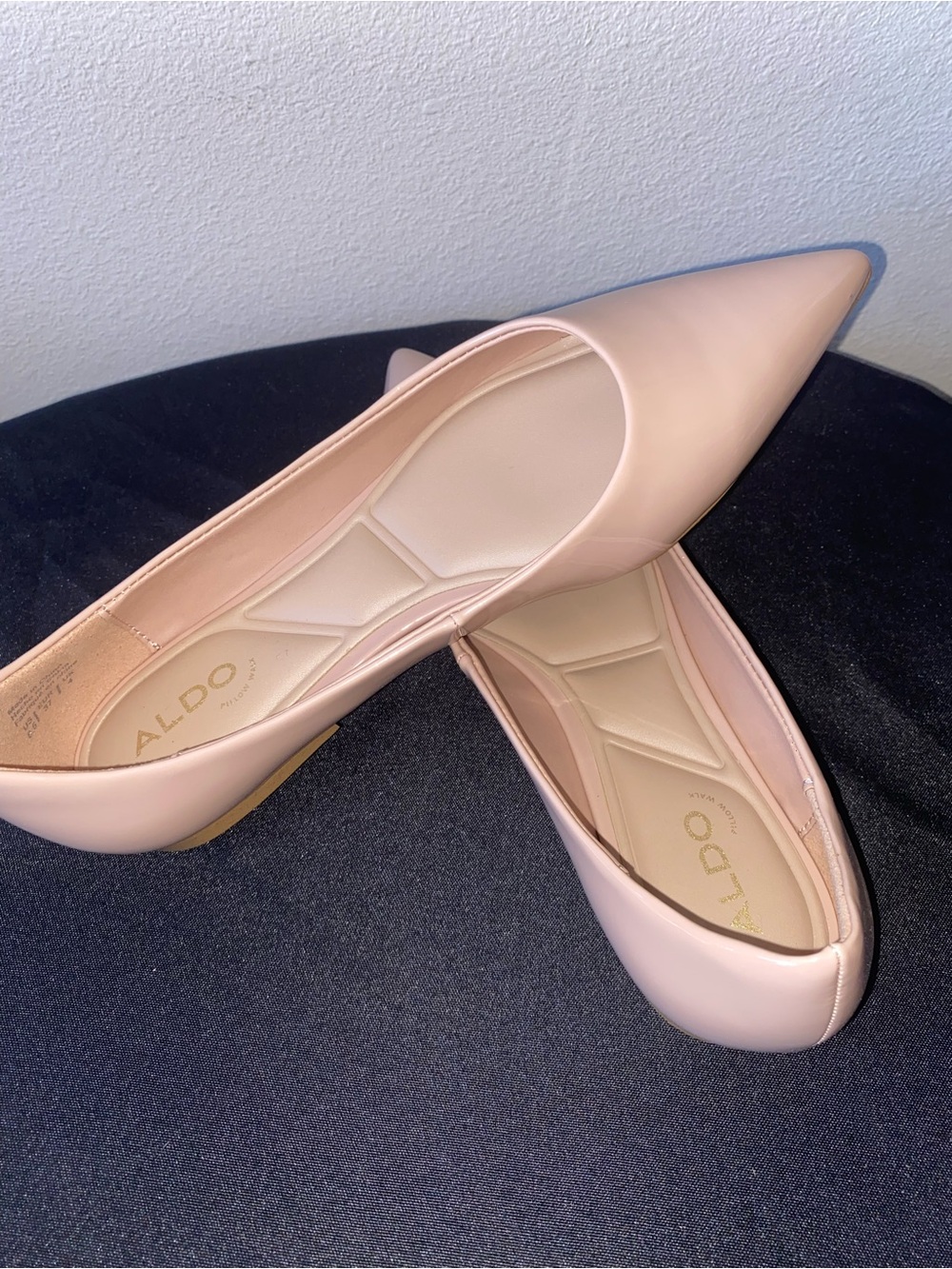 ALDO Women's Pointed Patent Flats in Pale Pink